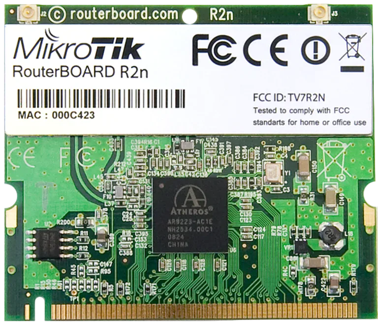 Беспроводная карта Mikrotik R2N 802.11b/g/n, 2GHz, miniPCI Беспроводная карта Mikrotik R2N 802.11b/g/n, 2GHz, miniPCI