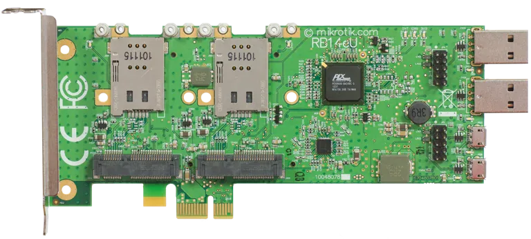 Адаптер интерфейсов Mikrotik RB14eU 4xminiPCIe, R11e, PCIe Адаптер интерфейсов Mikrotik RB14eU 4xminiPCIe, R11e, PCIe