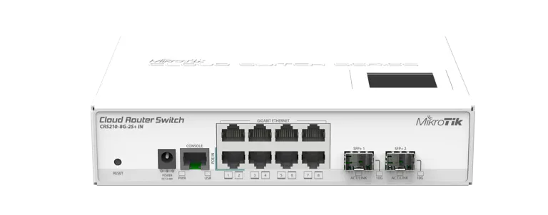 Коммутатор Mikrotik CRS210-8G-2S+IN 8xGigabit Ethernet, 2xSFP+, QCA8519 Коммутатор Mikrotik CRS210-8G-2S+IN 8xGigabit Ethernet, 2xSFP+, QCA8519
