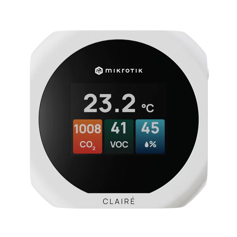Датчик качества воздуха Mikrotik CLAIRÉ Lite IAQM-THC2V-W CO₂ и VOC, Matter over Thread, 76 x 76 x 24mm Датчик качества воздуха Mikrotik CLAIRÉ Lite IAQM-THC2V-W CO₂ и VOC, Matter over Thread, 76 x 76 x 24mm
